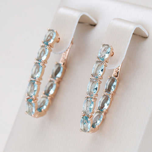 Exclusive Rose Gold Blue Earrings