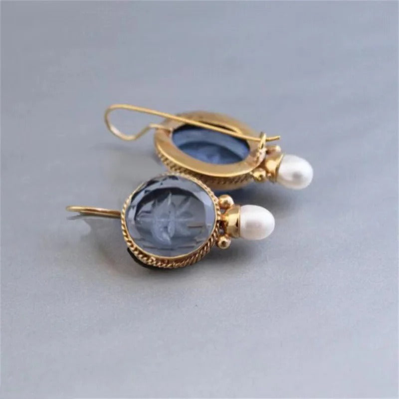 Classic Blue Pearl Earrings