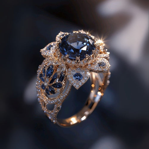 Sapphire Flower Exotic Ring