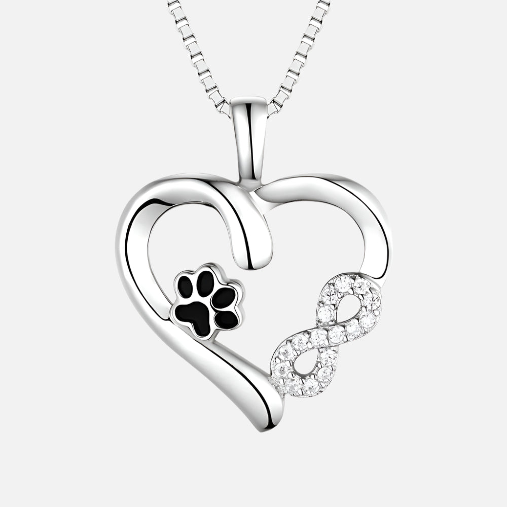 Paw and Heart Necklace with Infinity Charm