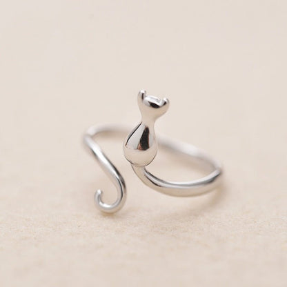 Stainless steel adorable cat ring