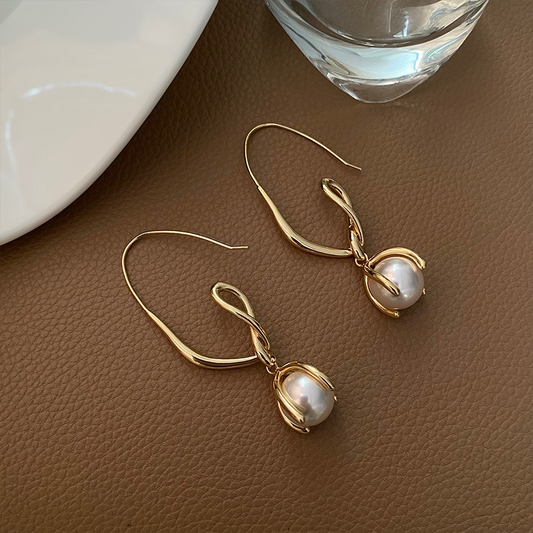 Elegant Gold Pearl Earrings